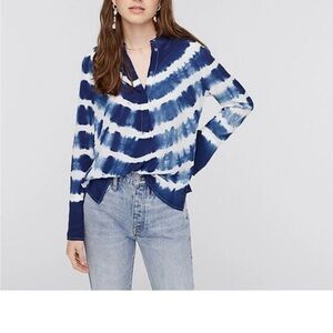 J Crew Size Small Tie-dyed silk tunic Dark Blue
